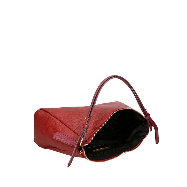 Women's Leather Handbag Contrast Handles - 6675.