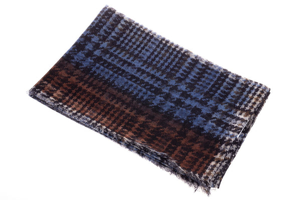 Pure wool check pattern scarf
