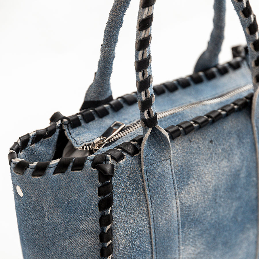 DENIM TOTE - Shipping in camoscio effetto denim
