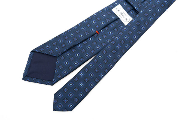 Blue tie with light blue geometric pattern pure silk