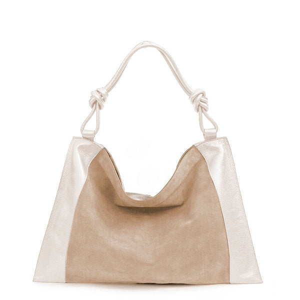MARPHY SMALL - sacca in pelle e camoscio taupe