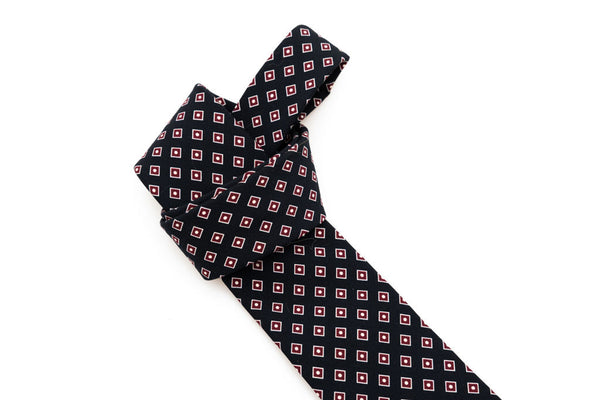 Black tie with burgundy micro pattern pure wool