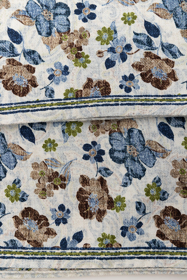 Double-face scarf with floral pattern in pure silk