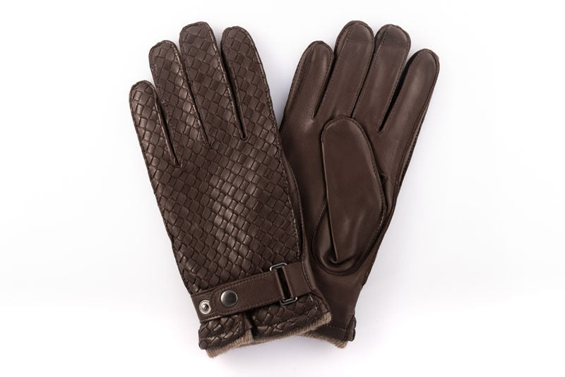 Brown woven leather gloves