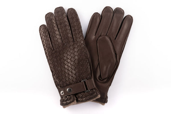Brown woven leather gloves