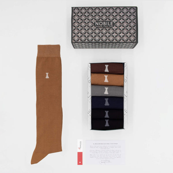 Box of 6 long socks - Solid color basic colors