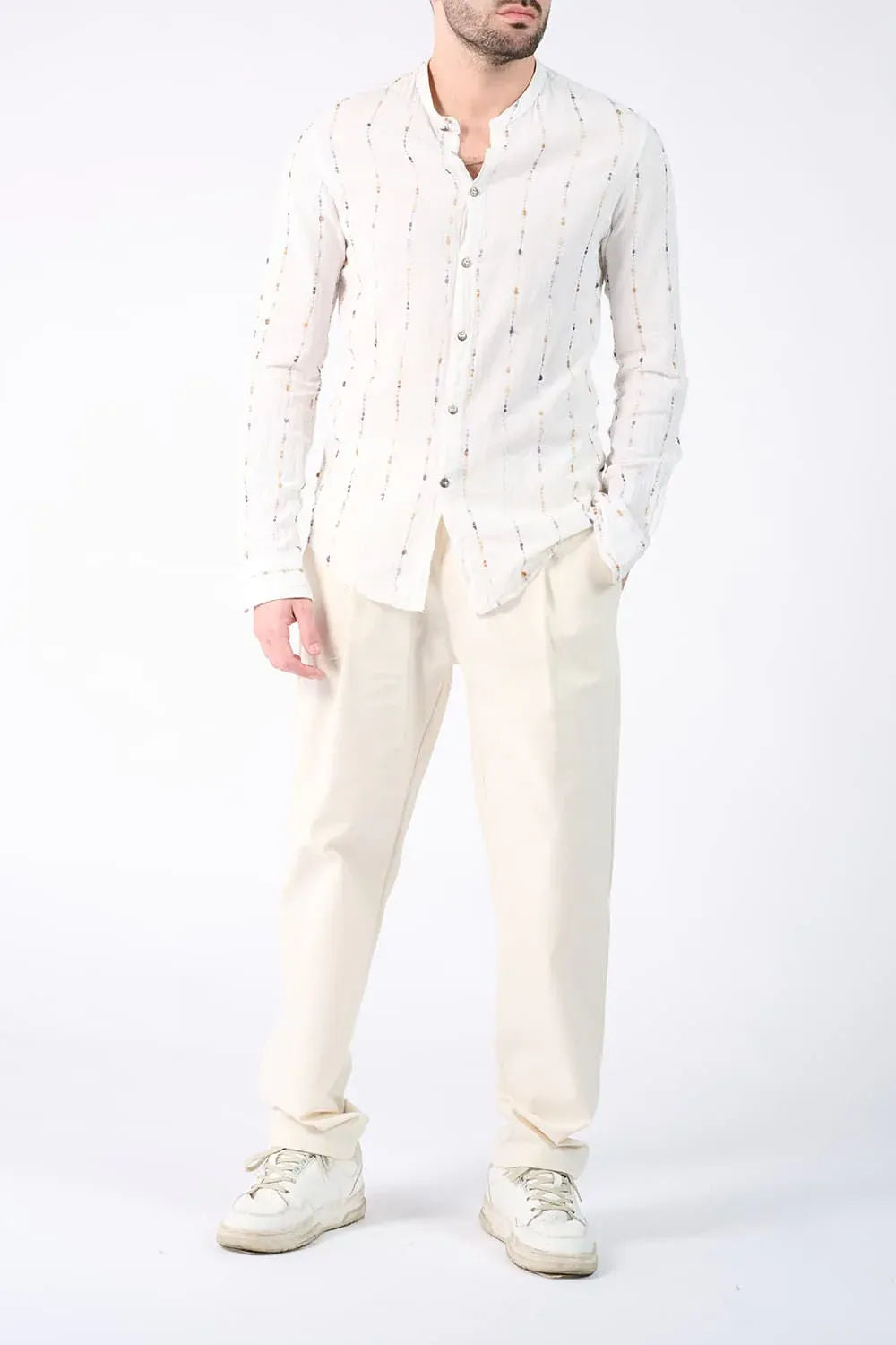 Camicia Coreana Cotone Tramata