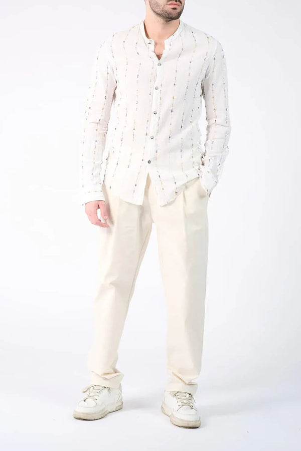 Camicia Coreana Cotone Tramata