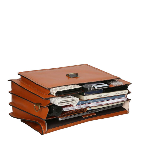 Men's Leather Business Bag, Briefcase, 24 Hour Office Document Holder - 39x30x18 cm - 7008 