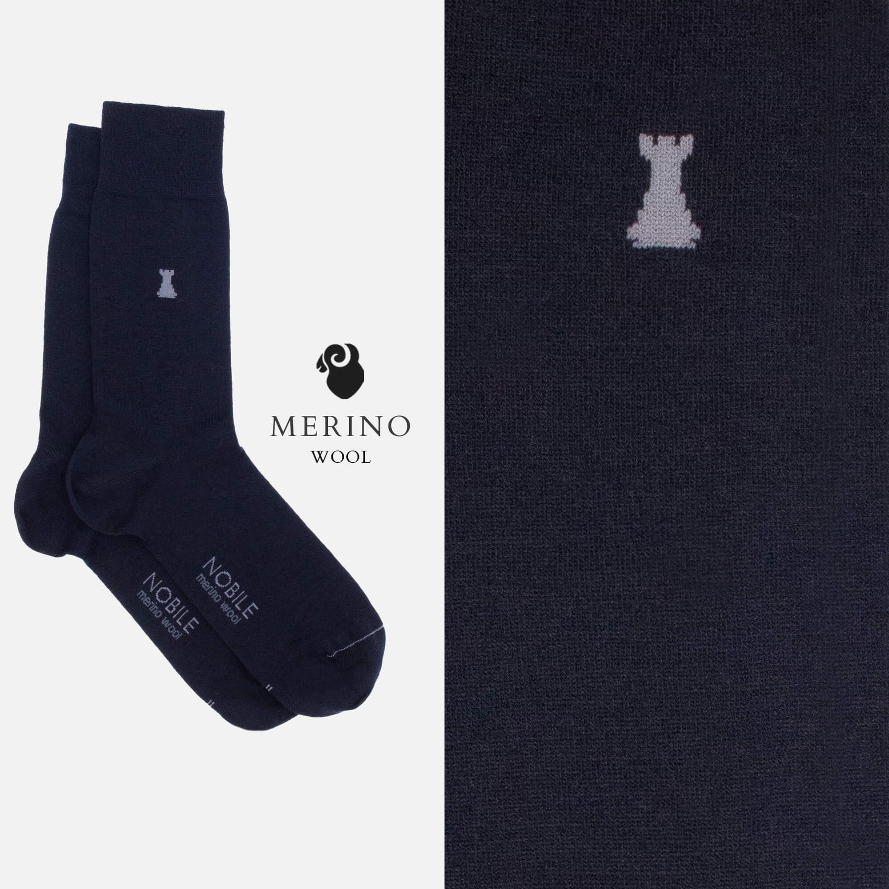 Blu Merino - Box da 6 calze corte in lana Merino Blu