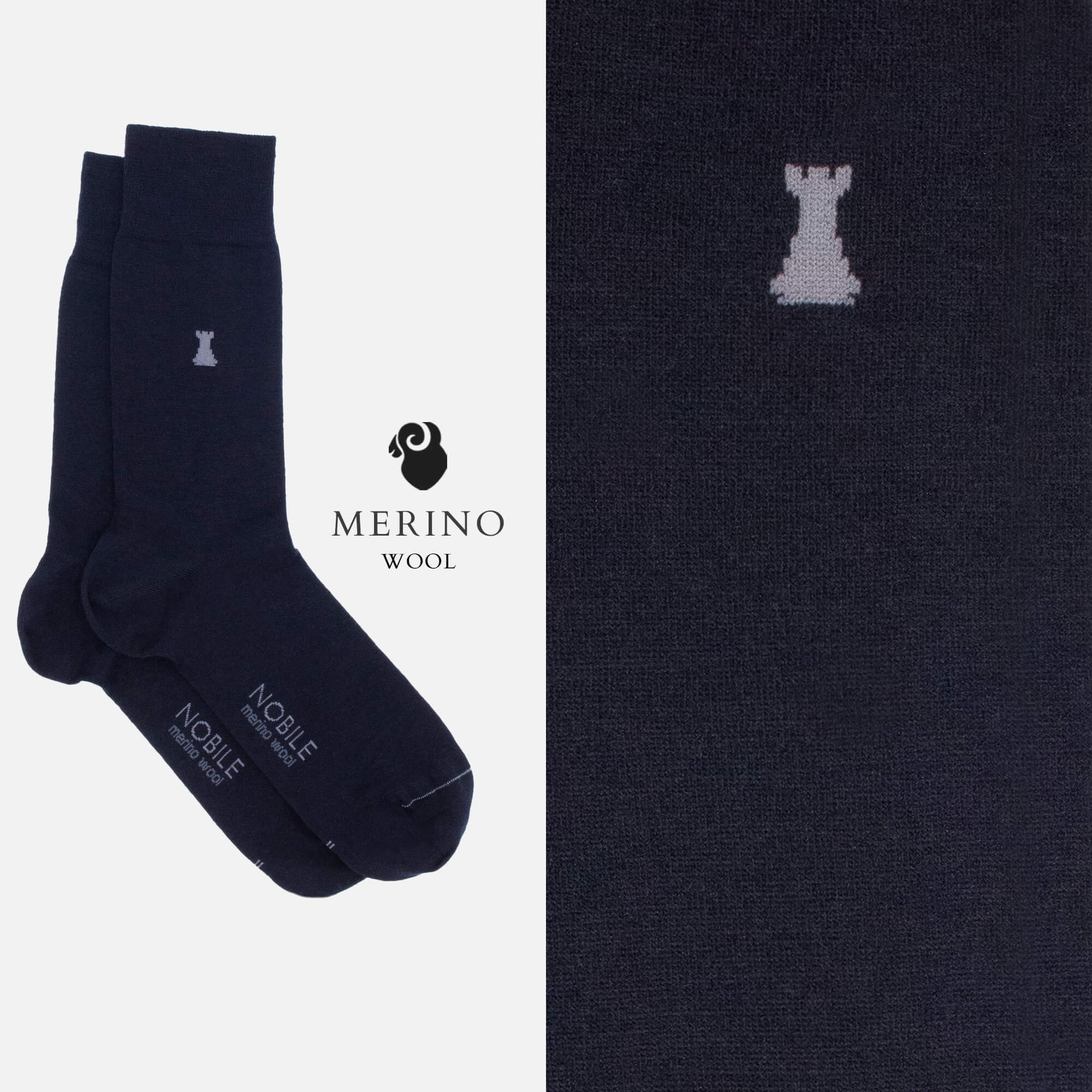 Blu Merino - Box da 6 calze corte in lana Merino Blu