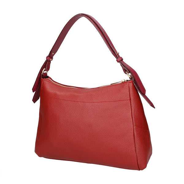 Women's Leather Handbag Contrast Handles - 6675.