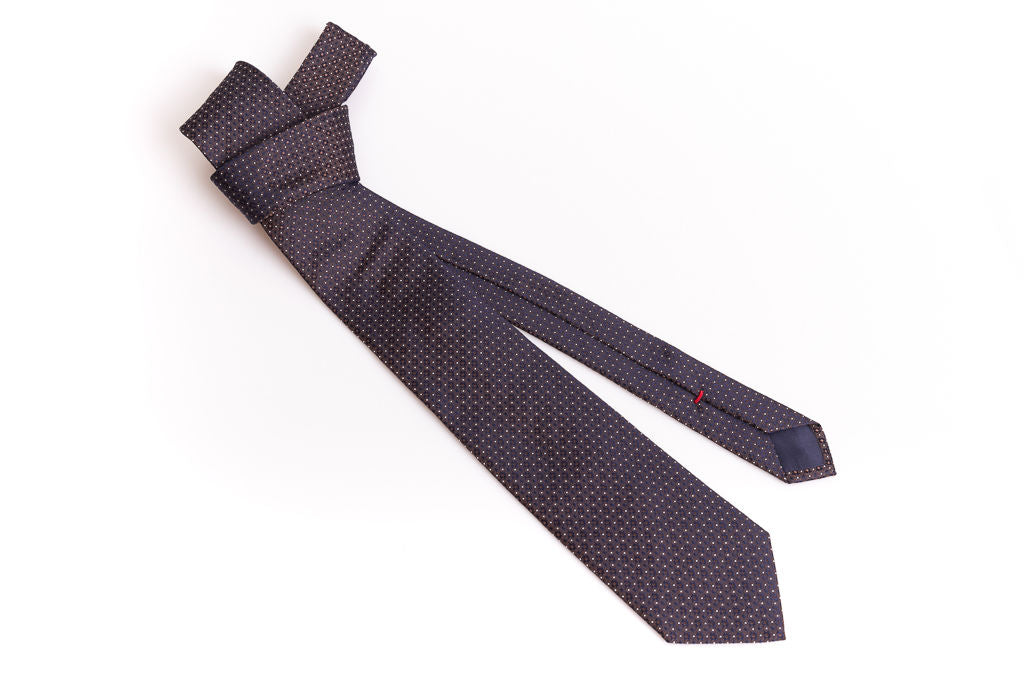 Brown tie with micro polka dots in pure silk