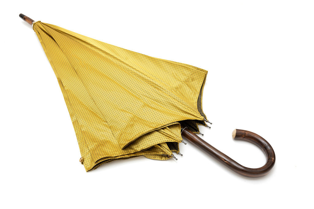 Mario Talarico yellow polka dot umbrella in chestnut wood