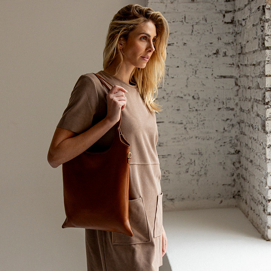 TAMARA - Shopping in pelle cuoio