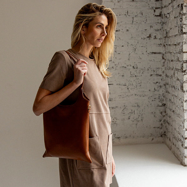 TAMARA - Shopping in pelle cuoio