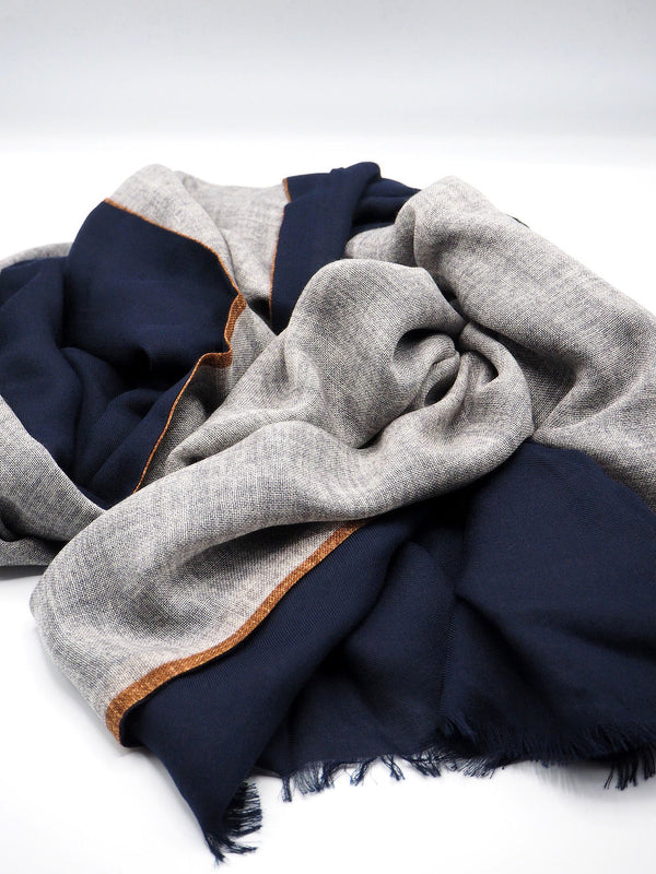 Double layer scarf grey blue