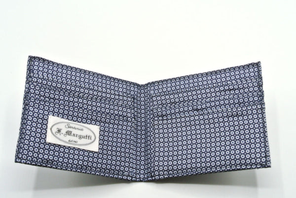 Blue patterned card holder in pure silk