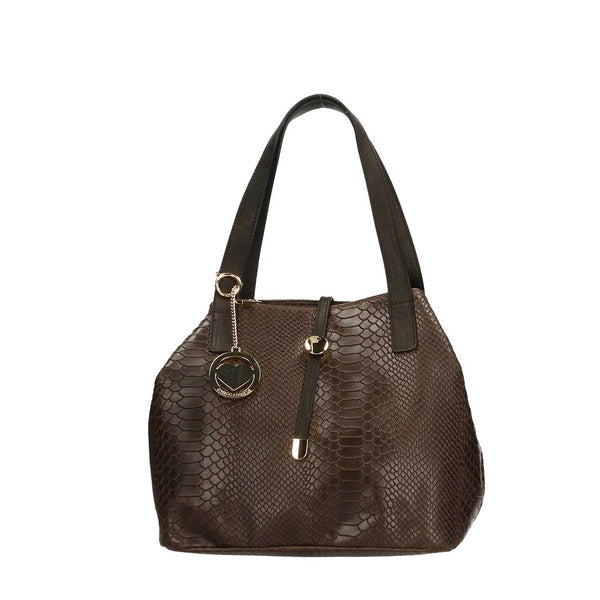 Women's Python Print Leather Handbag - 5276. 