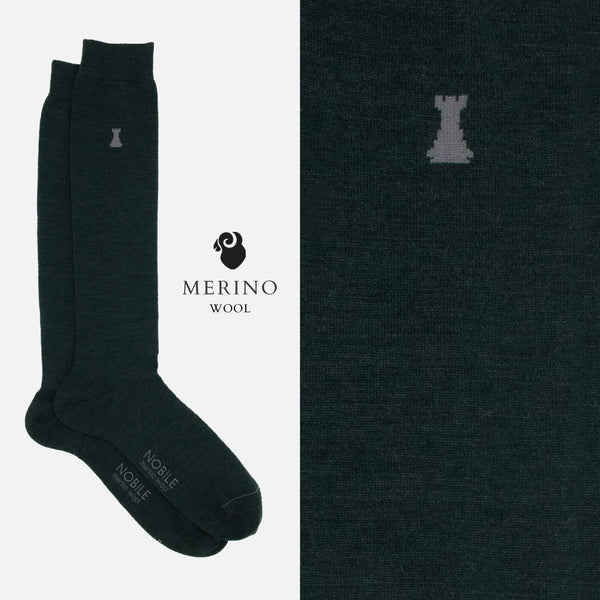 Wool Colors - Box of 6 long socks in solid color Merino wool