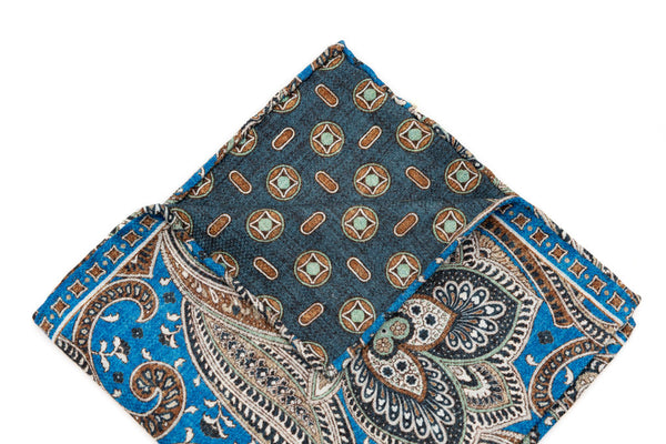 Blue patterned clutch bag in pure silk