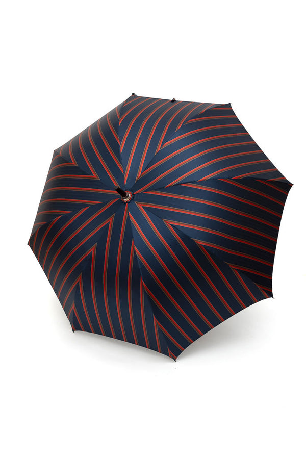 Mario Talarico umbrella blue with red and brown stripes in chestnut wood