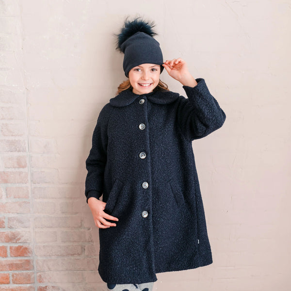CAPPOTTO OVER BLU DETTAGLIO COLLETTO
