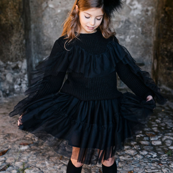 PULLOVER DETTAGLIO BALZA IN TULLE