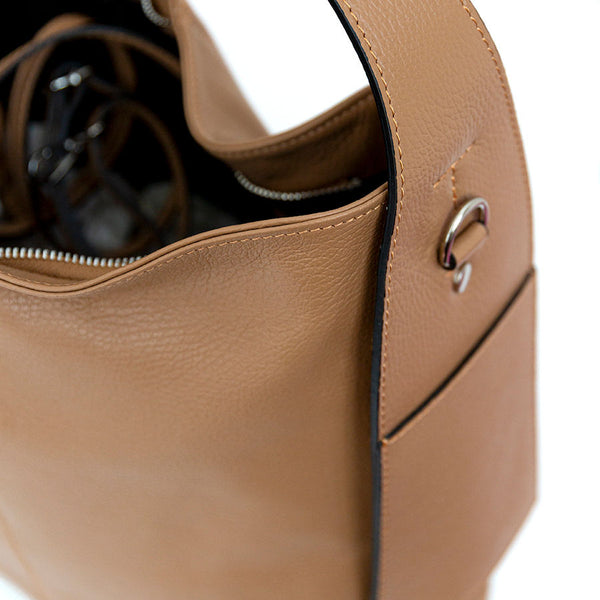 OTTA - Sacca con tasche in pelle biscotto
