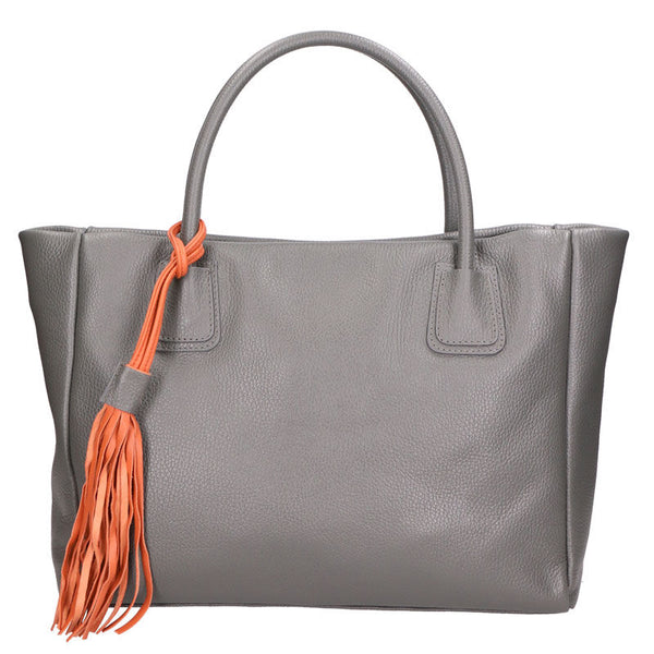 Large Women's Handbag with Leather Pendant - 6503.