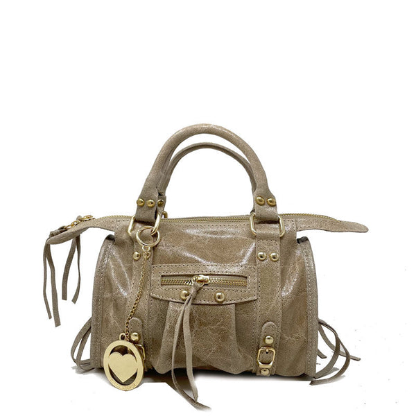 Borsa a mano piccola in pelle spatolata con borchie - Courmayeur K072