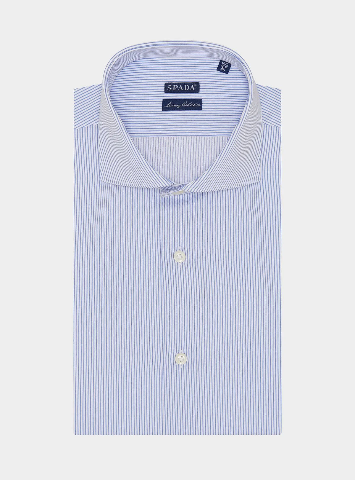 Camicia collo francese in cotone riga stretta