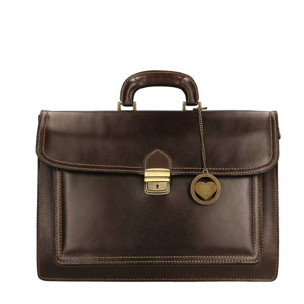 Men's Leather Business Bag, Briefcase, 24 Hour Office Document Holder - 39x30x18 cm - 7008 