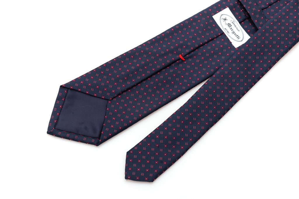 Blue tie with pure silk geometry