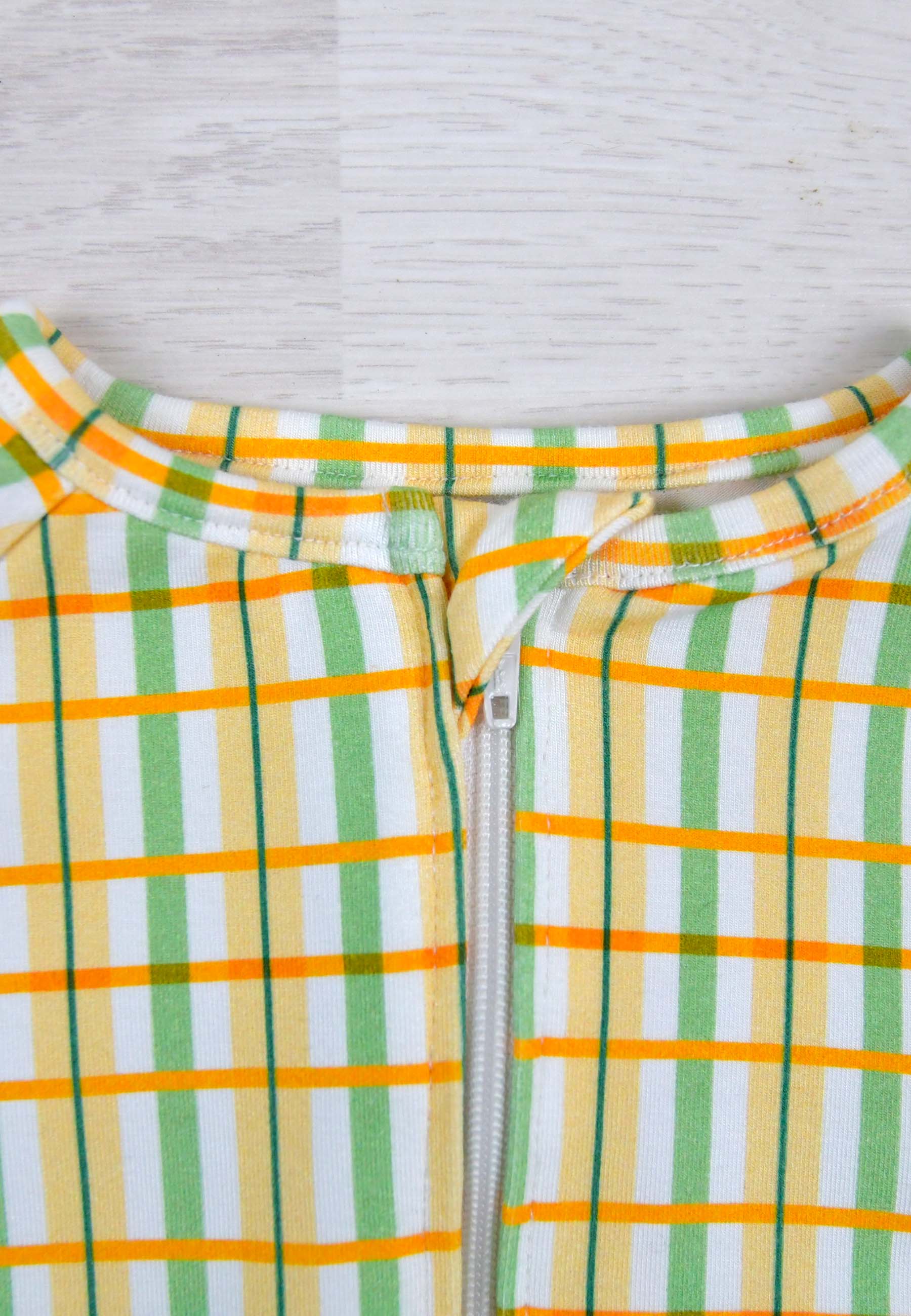 Tutina con zip in bambù - Tartan prato fiorito  - Palloncino blu