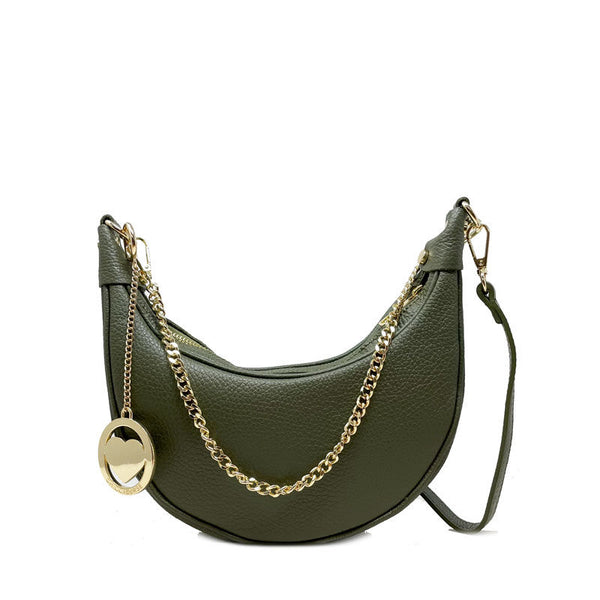 Small Half Moon Clutch Handbag for Women in Dollar Leather - Panarea k052.