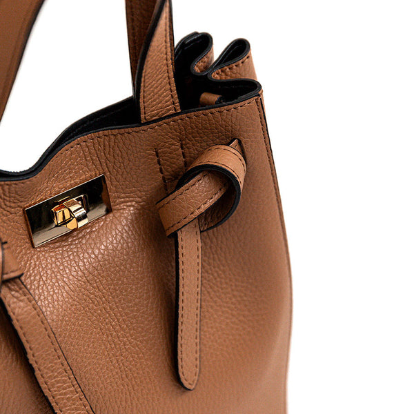GISELE - Borsa a mano in pelle caramello