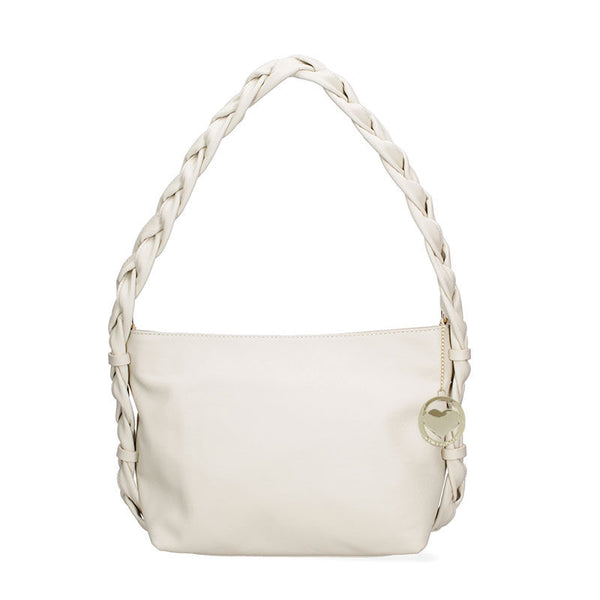 Women's leather bag with braided handle - 07170. 
