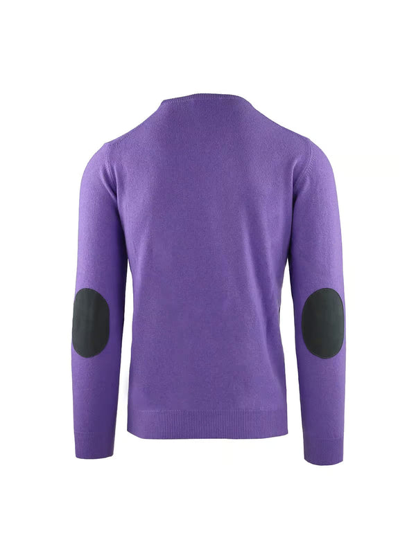 BLEND CASHMERE CREW NECK WITH ALCANTARA PATCHES