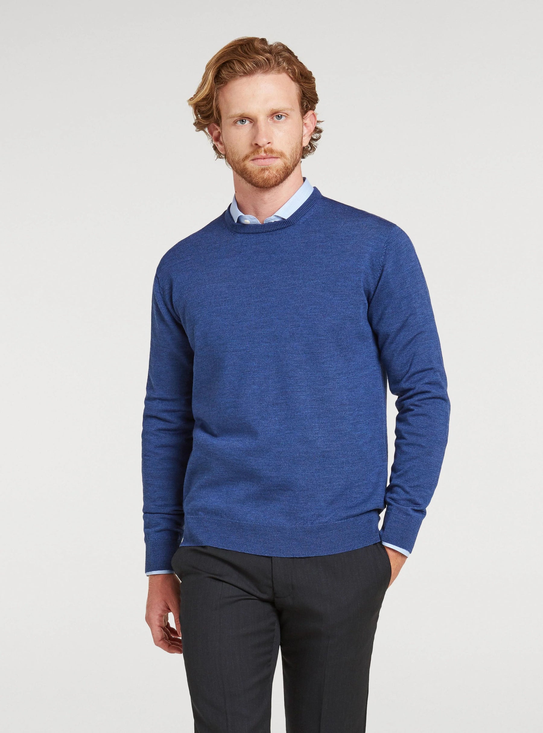 Crewneck sweater in pure merino wool