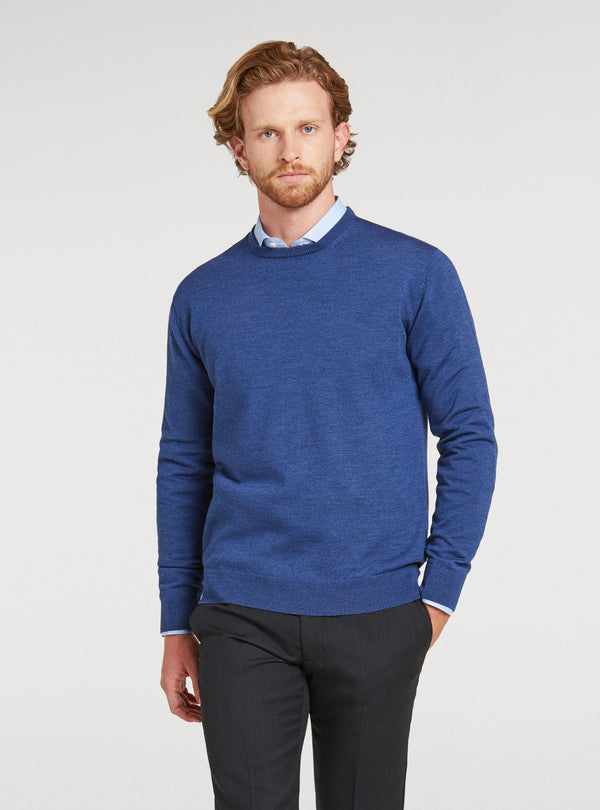 Crewneck sweater in pure merino wool