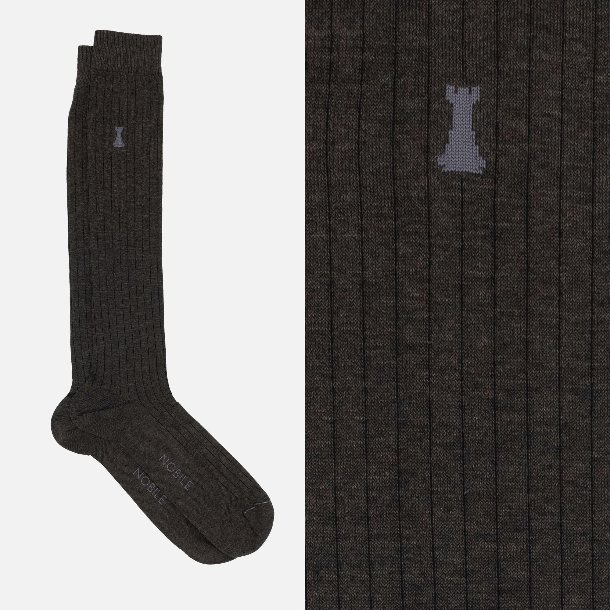 Michelangelo - Finely Ribbed Mèlange Long Sock