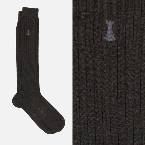 Michelangelo - Finely Ribbed Mèlange Long Sock