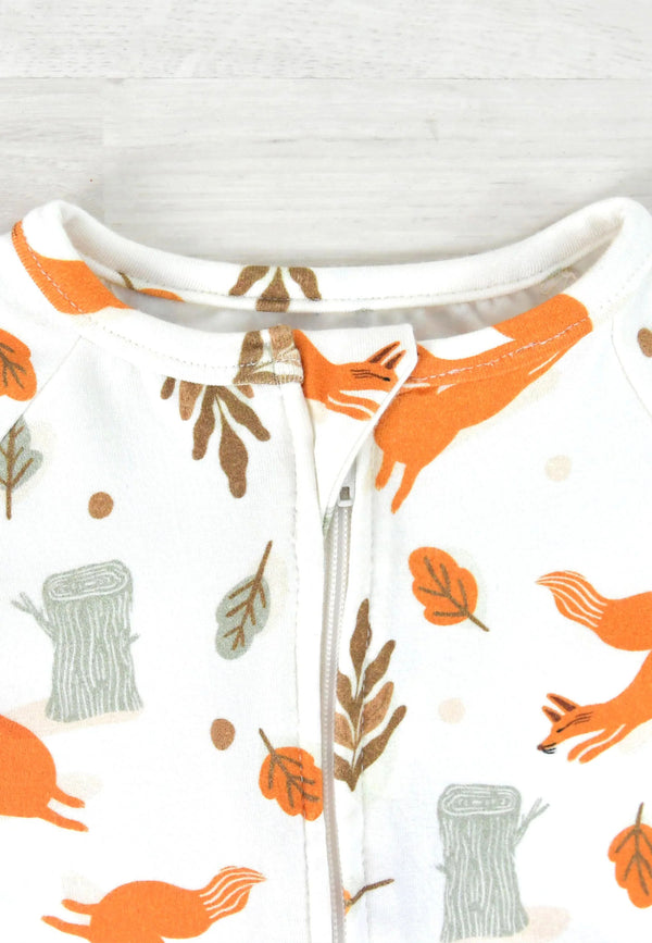 Bamboo Zip Up Romper - Foxes - Blue Balloon