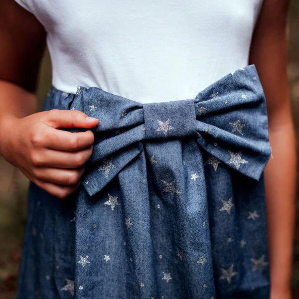 T-SHIRT BALZA DENIM STELLINE CON FIOCCO