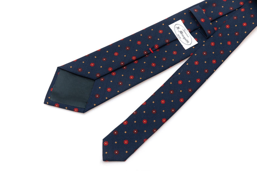 Navy blue micro-pattern tie in pure silk