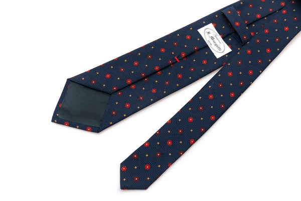 Navy blue micro-pattern tie in pure silk