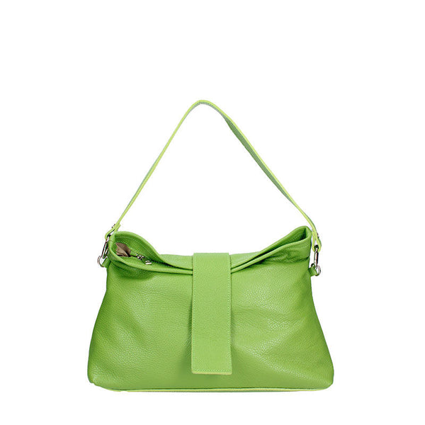 Large leather shoulder bag with central band - 7158. 