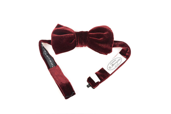 Burgundy velvet bow tie