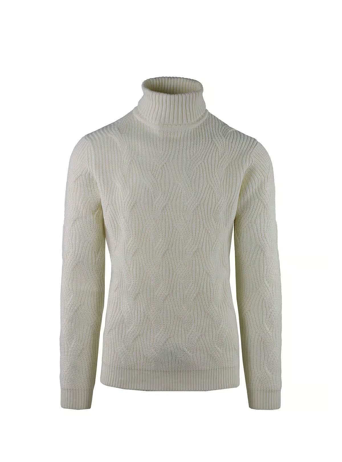 WOVEN DIAMOND TURTLENECK